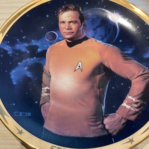25th Anniversary Gold Rimmed Kirk Star Trek OTS Commemorative Plate - **Mint**